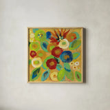 Flower Market II by Silvia Vassileva. Shown in a natural wood glass frame for a timeless modern aesthetic. Available as an archival giclee rolled canvas, fine art paper, or poster print. SKU 27128a.