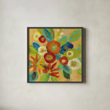 Flower Market III by Silvia Vassileva. Shown in a sleek black glass frame for a contemporary gallery look. Available as an archival giclee rolled canvas, fine art paper, or poster print. SKU 27129a.