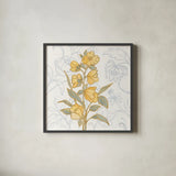Flower Sophistication II by Silvia Vassileva. Shown in a sleek black glass frame for a contemporary gallery look. Available as an archival giclee rolled canvas, fine art paper, or poster print. SKU 66080a.