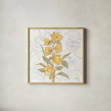 Flower Sophistication II by Silvia Vassileva. Shown in a natural wood glass frame for a timeless modern aesthetic. Available as an archival giclee rolled canvas, fine art paper, or poster print. SKU 66080a.
