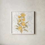 Flower Sophistication II by Silvia Vassileva. Shown in a crisp white glass frame for a clean and minimalist style. Available as an archival giclee rolled canvas, fine art paper, or poster print. SKU 66080a.