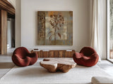 Flower on Slate I by Silvia Vassileva. Shown as extra-large giant wall art in a modern living room. Available as an archival giclee rolled canvas, fine art paper, or poster print. SKU 60265a.