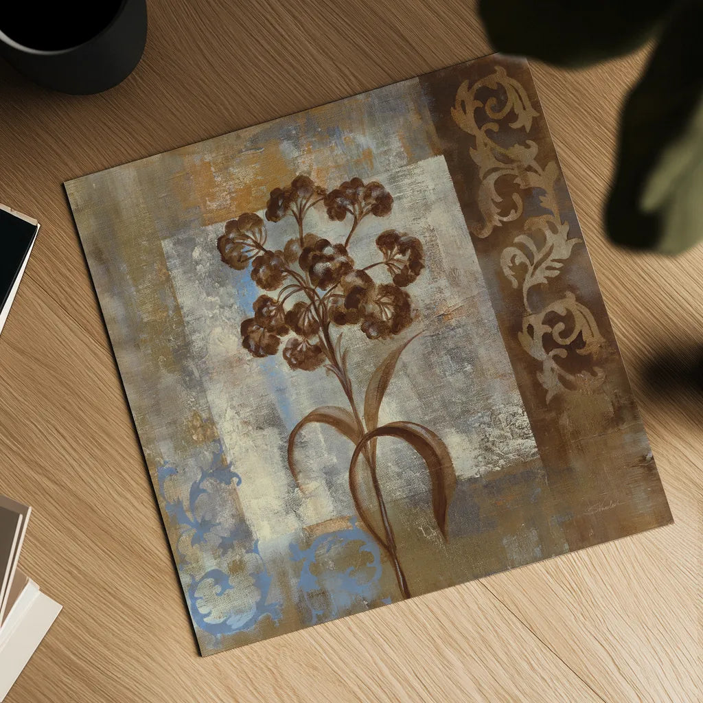 Flower on Slate II by Silvia Vassileva. Shown as a detailed flat fine art print, highlighting archival giclee quality. Available as an archival giclee rolled canvas, fine art paper, or poster print. SKU 60266a.