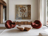 Flower on Slate II by Silvia Vassileva. Shown as extra-large giant wall art in a modern living room. Available as an archival giclee rolled canvas, fine art paper, or poster print. SKU 60266a.