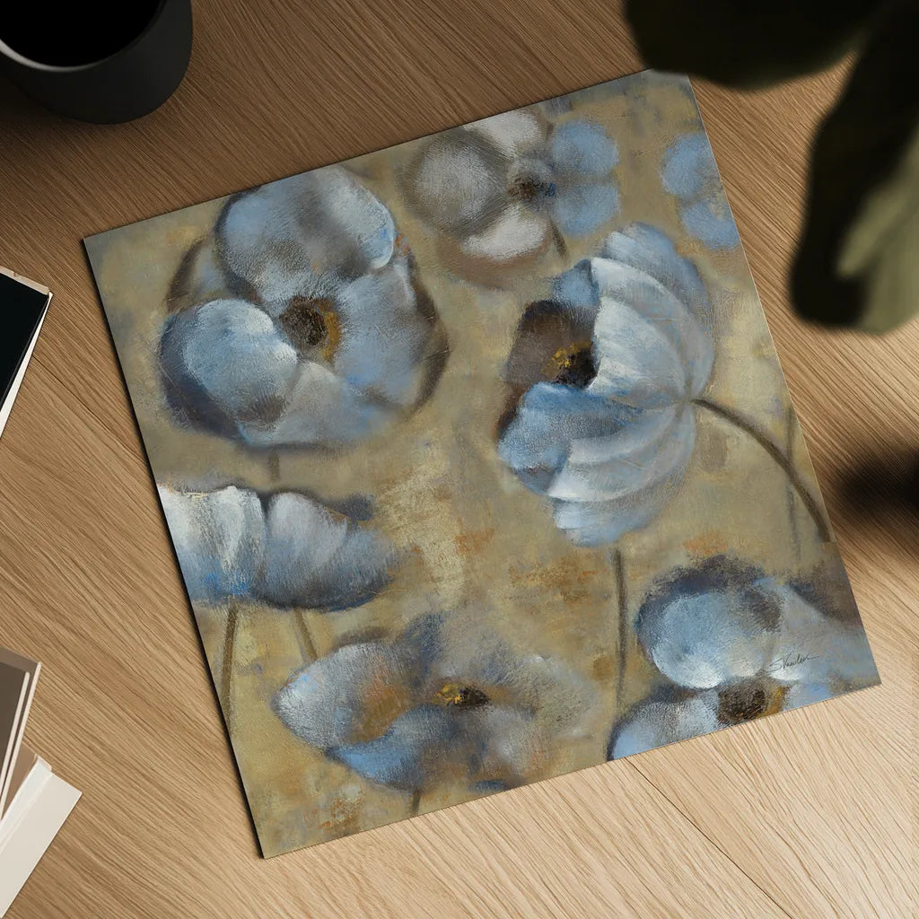 Flowers in Dusk II by Silvia Vassileva. Shown as a detailed flat fine art print, highlighting archival giclee quality. Available as an archival giclee rolled canvas, fine art paper, or poster print. SKU 1157a.