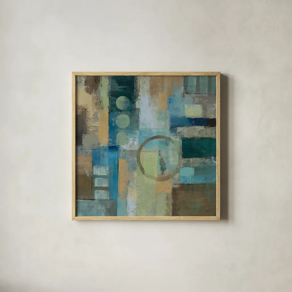 Focal Point by Silvia Vassileva. Shown in a natural wood glass frame for a timeless modern aesthetic. Available as an archival giclee rolled canvas, fine art paper, or poster print. SKU 12504a.