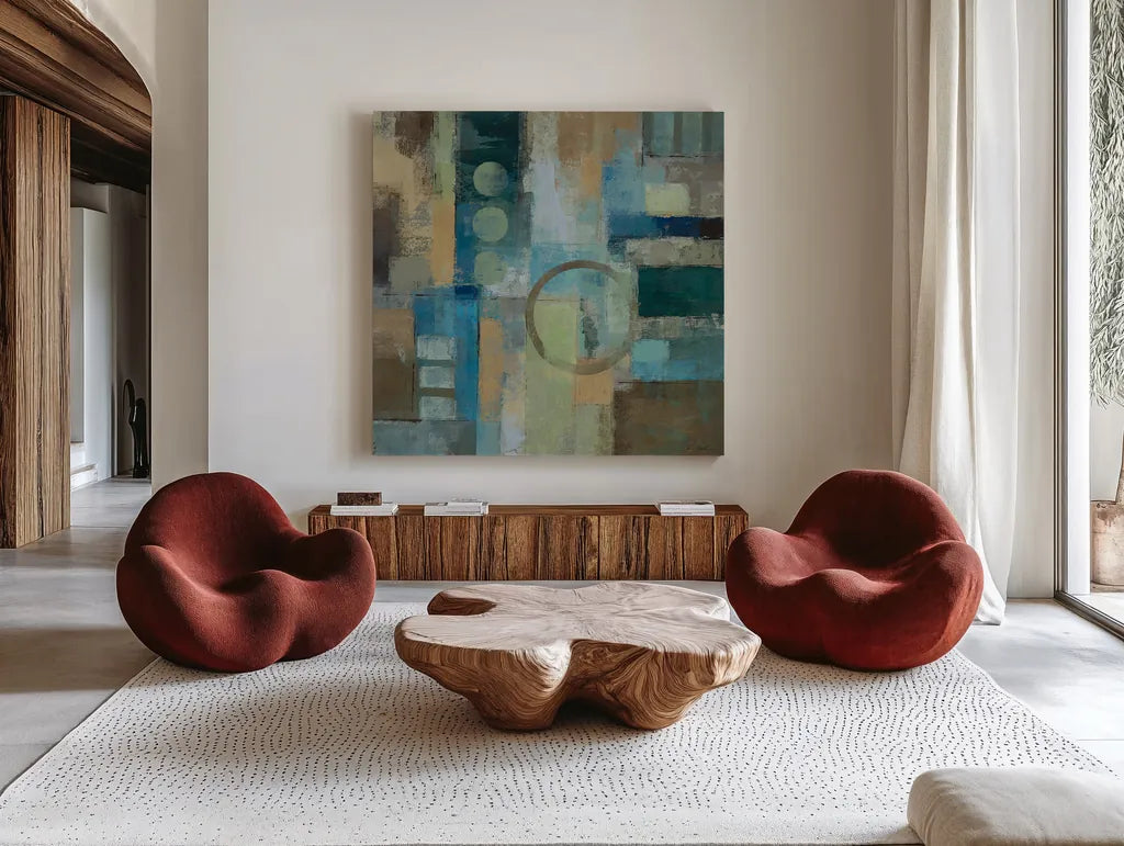 Focal Point by Silvia Vassileva. Shown as extra-large giant wall art in a modern living room. Available as an archival giclee rolled canvas, fine art paper, or poster print. SKU 12504a.