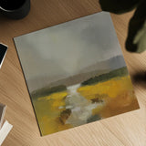 Fog and Golden Fields by Silvia Vassileva. Shown as a detailed flat fine art print, highlighting archival giclee quality. Available as an archival giclee rolled canvas, fine art paper, or poster print. SKU 104189a.
