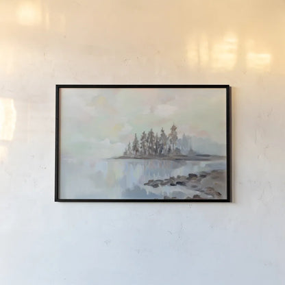 Foggy Lake by Silvia Vassileva. shown as a paper print in a black flame. Available as a archival giclee rolled canvas, fine art paper, or poster print. SKU 79152i.