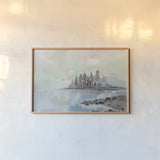 Foggy Lake by Silvia Vassileva. shown as a paper print in a natural frame. Available as a archival giclee rolled canvas, fine art paper, or poster print. SKU 79152i.