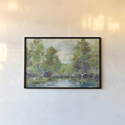 Forest at Dawn Crop by Silvia Vassileva. shown as a paper print in a black flame. Available as a archival giclee rolled canvas, fine art paper, or poster print. SKU 13975i.