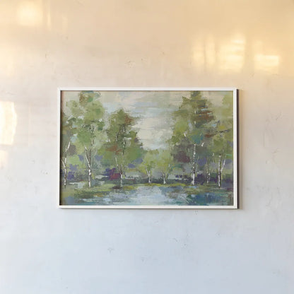 Forest at Dawn Crop by Silvia Vassileva. shown as a paper print in a white frame. Available as a archival giclee rolled canvas, fine art paper, or poster print. SKU 13975i.