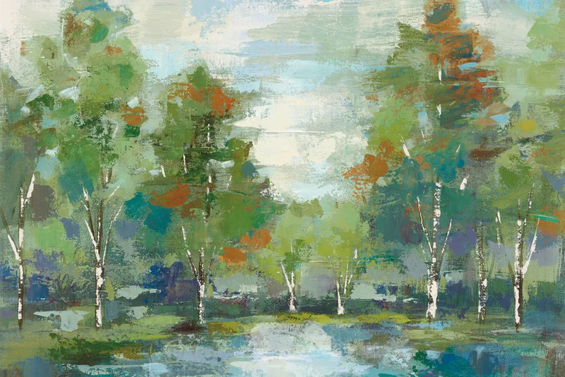 Forest at Dawn Turquoise Crop by Silvia Vassileva. SKU 46150i. Archival Giclee Fine art print for wall decor.
