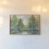 Forest at Dawn Turquoise Crop by Silvia Vassileva. shown as a paper print in a natural frame. Available as a archival giclee rolled canvas, fine art paper, or poster print. SKU 46150i.