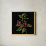 Framboise no Words by Silvia Vassileva. Shown in a natural wood glass frame for a timeless modern aesthetic. Available as an archival giclee rolled canvas, fine art paper, or poster print. SKU 29207a.