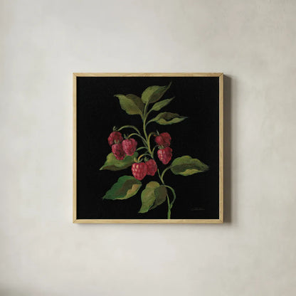 Framboise no Words by Silvia Vassileva. Shown in a natural wood glass frame for a timeless modern aesthetic. Available as an archival giclee rolled canvas, fine art paper, or poster print. SKU 29207a.