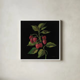 Framboise no Words by Silvia Vassileva. Shown in a crisp white glass frame for a clean and minimalist style. Available as an archival giclee rolled canvas, fine art paper, or poster print. SKU 29207a.