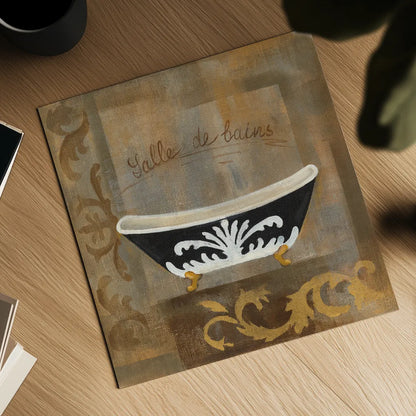 French Bathtub I by Silvia Vassileva. Shown as a detailed flat fine art print, highlighting archival giclee quality. Available as an archival giclee rolled canvas, fine art paper, or poster print. SKU 8360a.