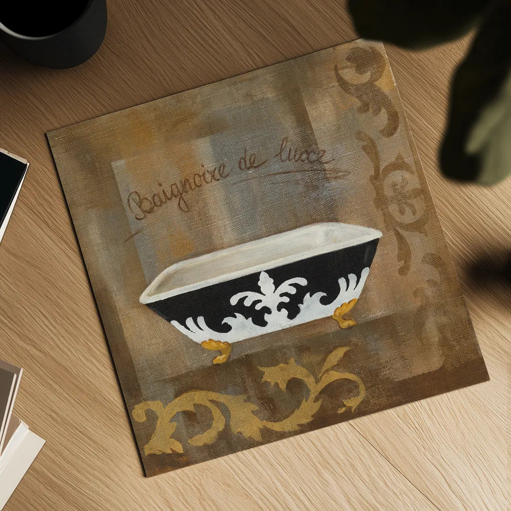 French Bathtub II by Silvia Vassileva. Shown as a detailed flat fine art print, highlighting archival giclee quality. Available as an archival giclee rolled canvas, fine art paper, or poster print. SKU 8361a.