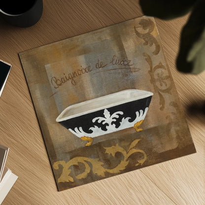 French Bathtub II by Silvia Vassileva. Shown as a detailed flat fine art print, highlighting archival giclee quality. Available as an archival giclee rolled canvas, fine art paper, or poster print. SKU 8361a.