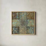 French Tile I by Silvia Vassileva. Shown in a natural wood glass frame for a timeless modern aesthetic. Available as an archival giclee rolled canvas, fine art paper, or poster print. SKU 60341a.