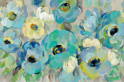 Fresh Teal Flowers Crop by Silvia Vassileva. SKU 21120i. Archival Giclee Fine art print for wall decor.