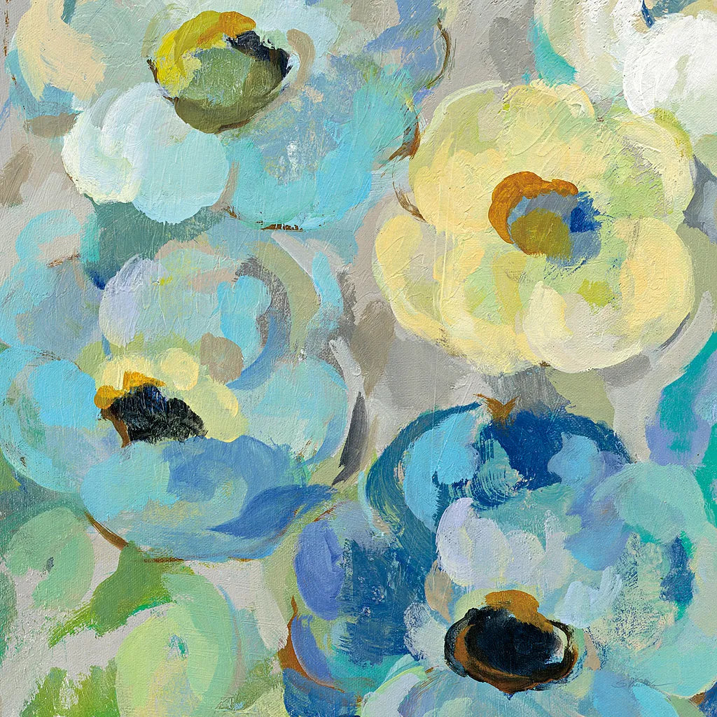 Fresh Teal Flowers II by Silvia Vassileva. SKU 34422a. Archival Giclee Fine art print for wall decor.