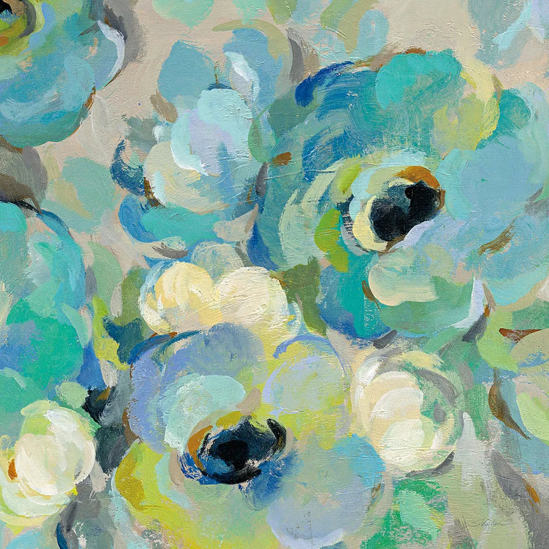 Fresh Teal Flowers III by Silvia Vassileva. SKU 34423a. Archival Giclee Fine art print for wall decor.