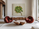 Front Yard Succulent IV by Silvia Vassileva. Shown as extra-large giant wall art in a modern living room. Available as an archival giclee rolled canvas, fine art paper, or poster print. SKU 47319a.