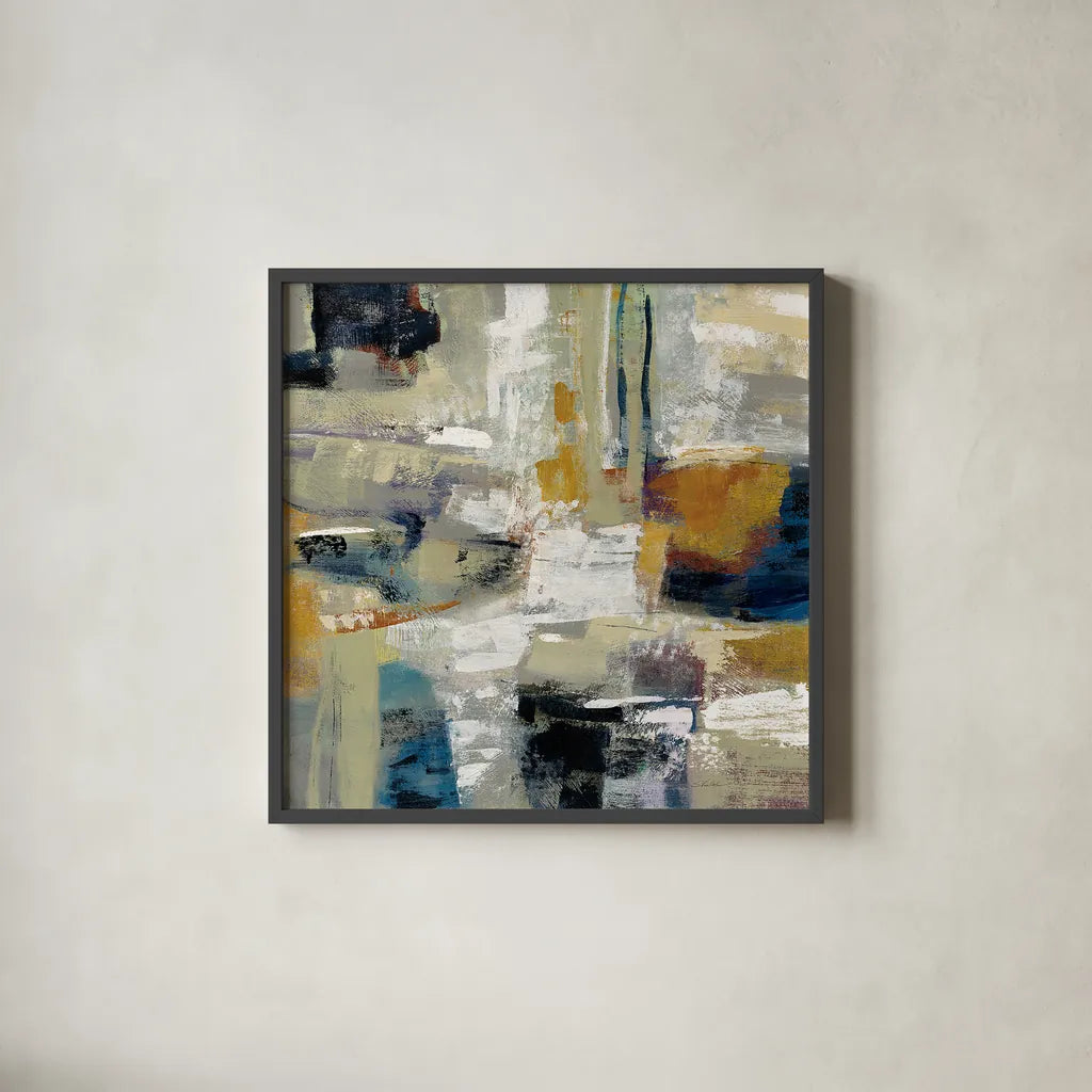 Full Moon I with White by Silvia Vassileva. Shown in a sleek black glass frame for a contemporary gallery look. Available as an archival giclee rolled canvas, fine art paper, or poster print. SKU 30045a.