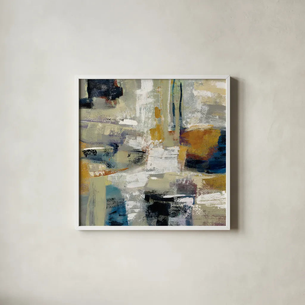 Full Moon I with White by Silvia Vassileva. Shown in a crisp white glass frame for a clean and minimalist style. Available as an archival giclee rolled canvas, fine art paper, or poster print. SKU 30045a.