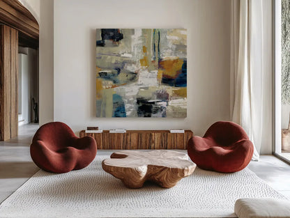 Full Moon I with White by Silvia Vassileva. Shown as extra-large giant wall art in a modern living room. Available as an archival giclee rolled canvas, fine art paper, or poster print. SKU 30045a.