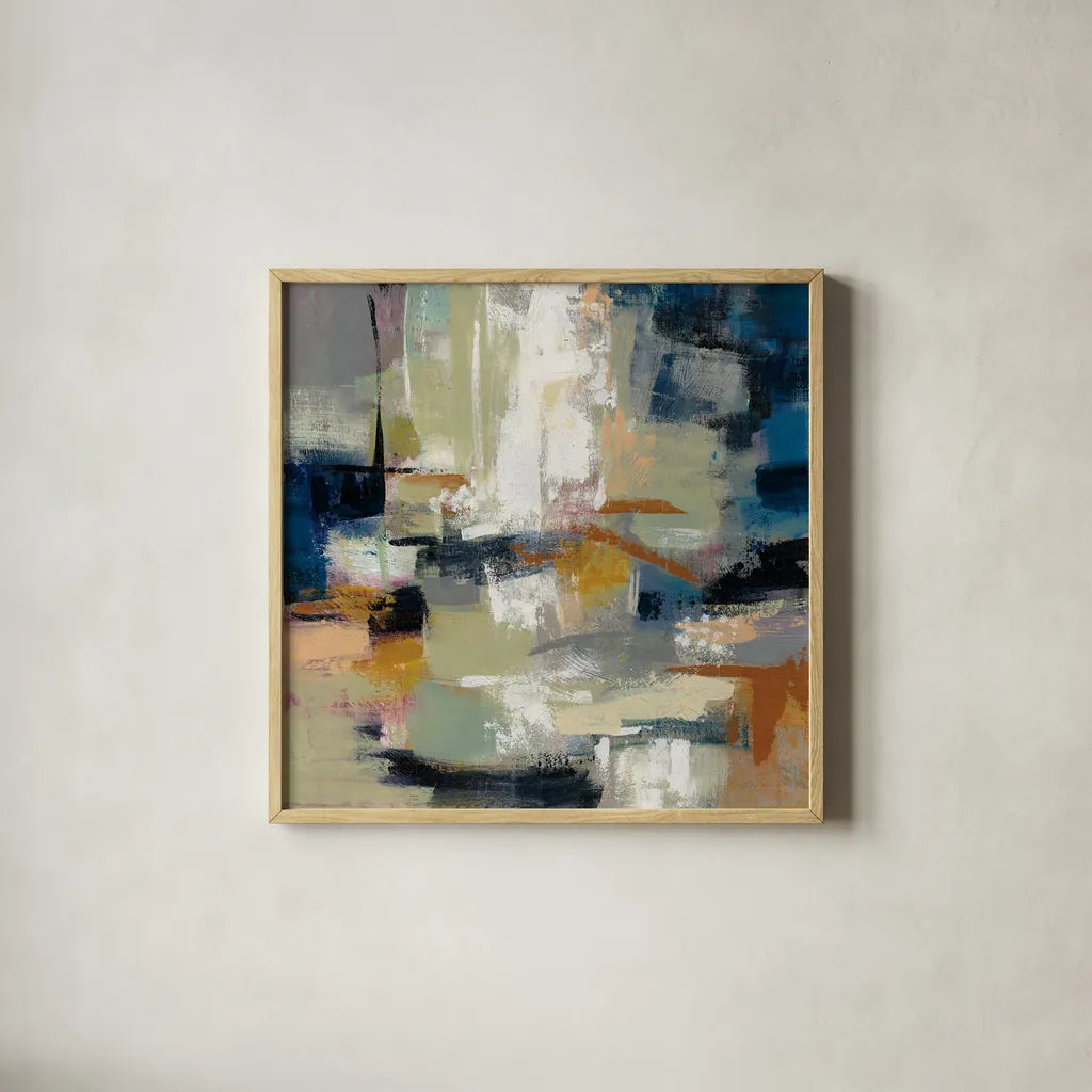 Full Moon II by Silvia Vassileva. Shown in a natural wood glass frame for a timeless modern aesthetic. Available as an archival giclee rolled canvas, fine art paper, or poster print. SKU 29739a.