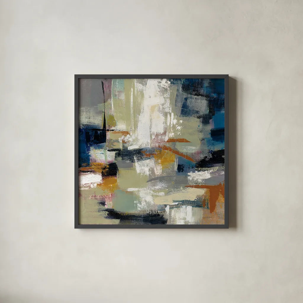 Full Moon II with White by Silvia Vassileva. Shown in a sleek black glass frame for a contemporary gallery look. Available as an archival giclee rolled canvas, fine art paper, or poster print. SKU 30046a.