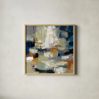 Full Moon II with White by Silvia Vassileva. Shown in a natural wood glass frame for a timeless modern aesthetic. Available as an archival giclee rolled canvas, fine art paper, or poster print. SKU 30046a.