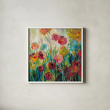 Garden Brightness by Silvia Vassileva. Shown in a crisp white glass frame for a clean and minimalist style. Available as an archival giclee rolled canvas, fine art paper, or poster print. SKU 54374a.