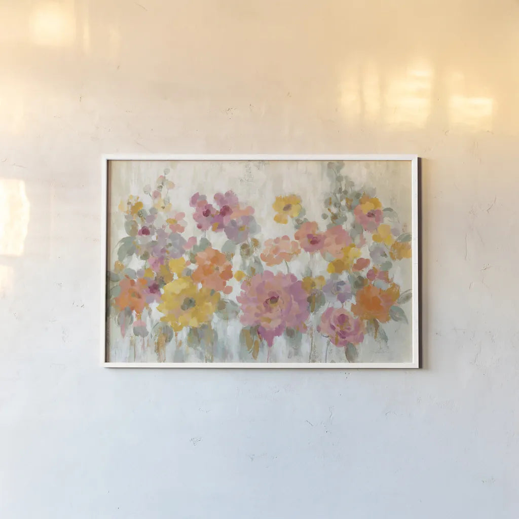 Garden Fun by Silvia Vassileva. shown as a paper print in a white frame. Available as a archival giclee rolled canvas, fine art paper, or poster print. SKU 46916i.