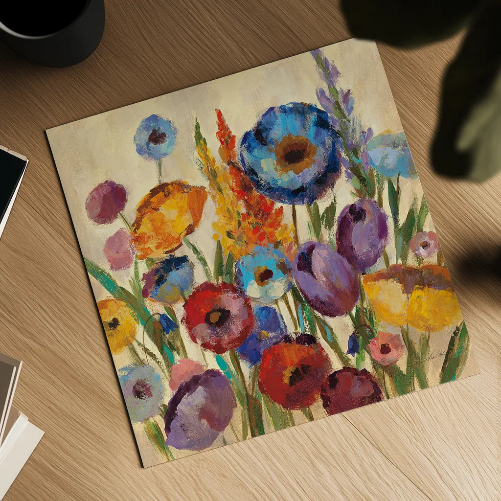 Garden Hues II by Silvia Vassileva. Shown as a detailed flat fine art print, highlighting archival giclee quality. Available as an archival giclee rolled canvas, fine art paper, or poster print. SKU 8443a.