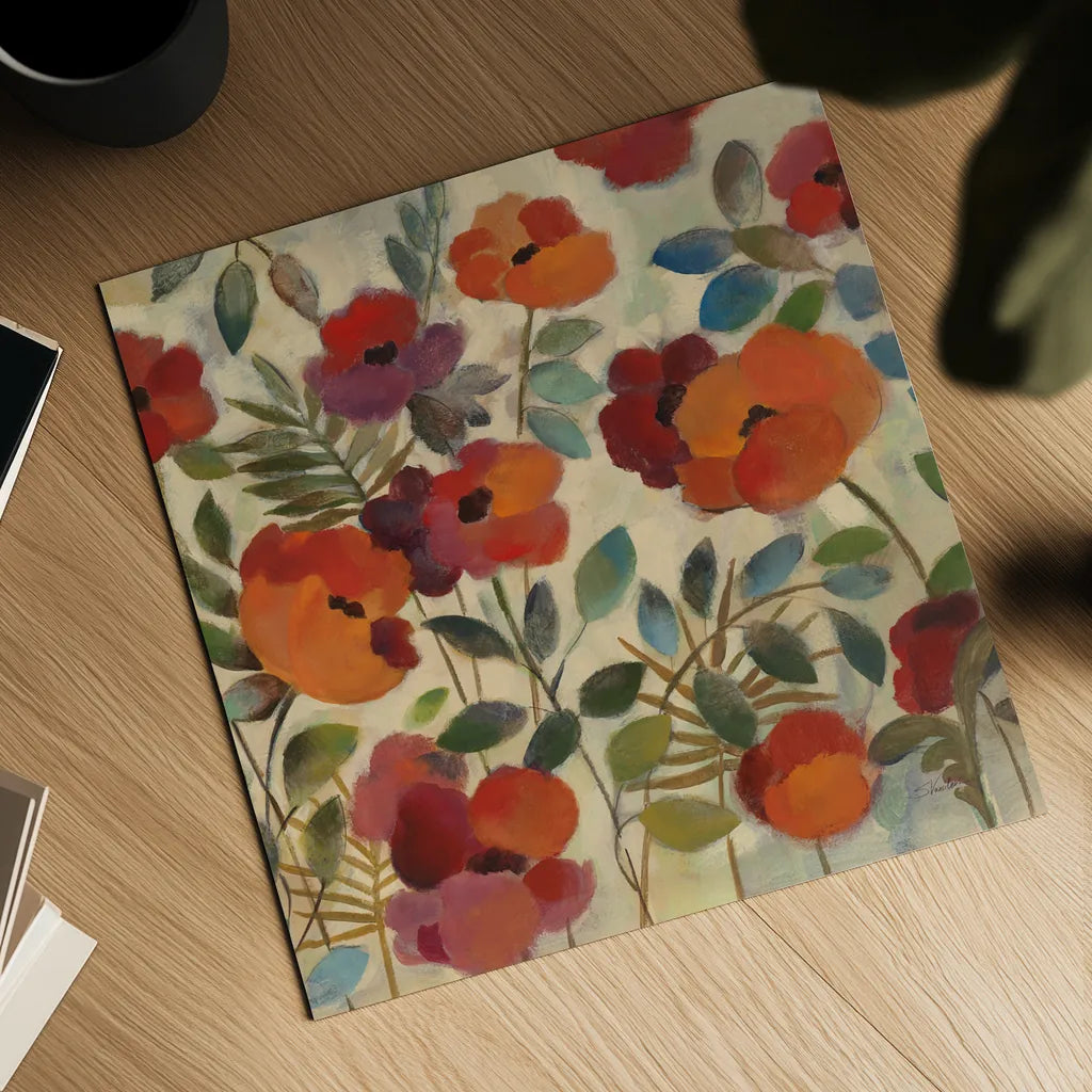 Garden In August Square by Silvia Vassileva. Shown as a detailed flat fine art print, highlighting archival giclee quality. Available as an archival giclee rolled canvas, fine art paper, or poster print. SKU 1090a.