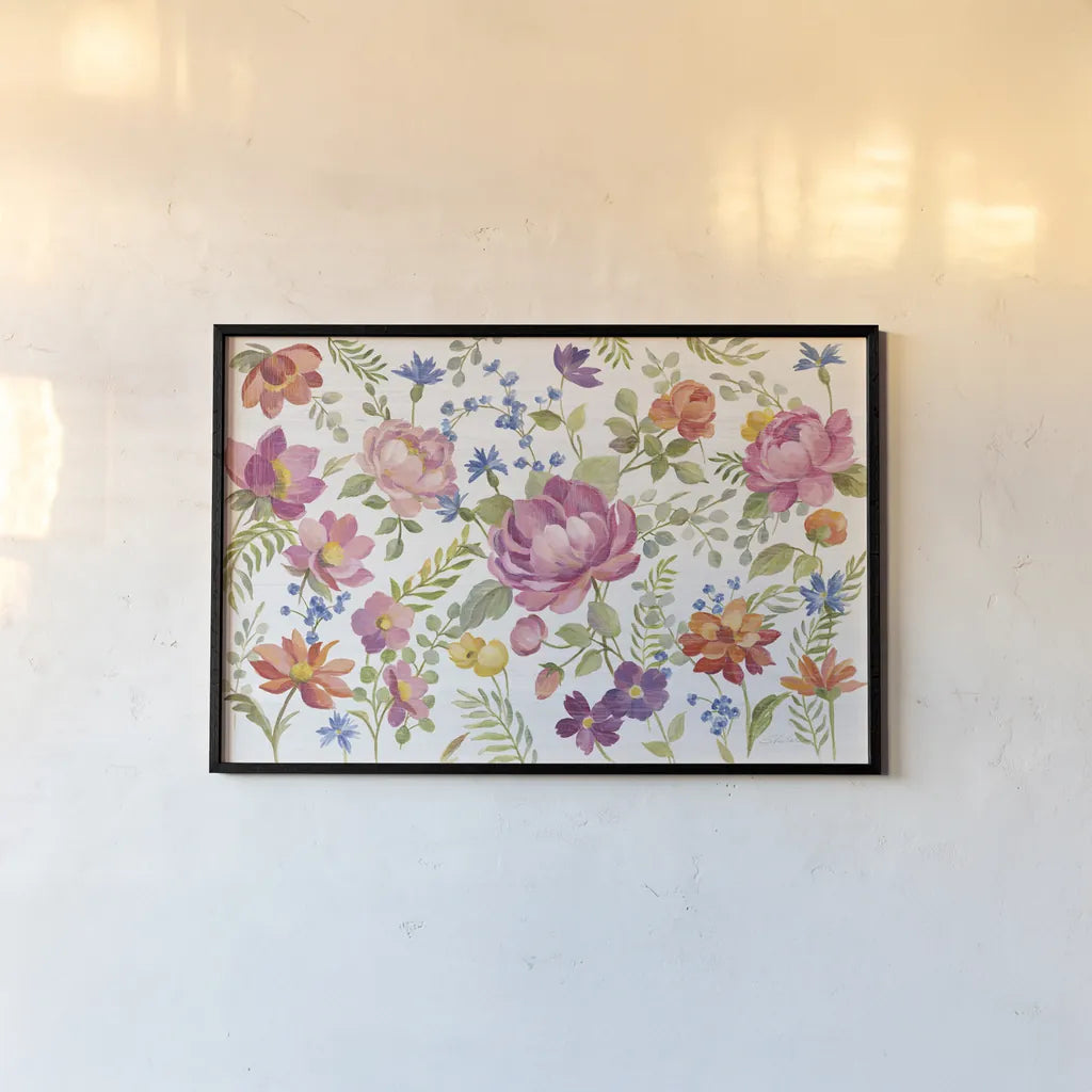 Garden Party I by Silvia Vassileva. shown as a paper print in a black flame. Available as a archival giclee rolled canvas, fine art paper, or poster print. SKU 61569i.