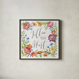 Garden Party IV by Silvia Vassileva. Shown in a sleek black glass frame for a contemporary gallery look. Available as an archival giclee rolled canvas, fine art paper, or poster print. SKU 61572a.