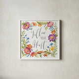 Garden Party IV by Silvia Vassileva. Shown in a crisp white glass frame for a clean and minimalist style. Available as an archival giclee rolled canvas, fine art paper, or poster print. SKU 61572a.