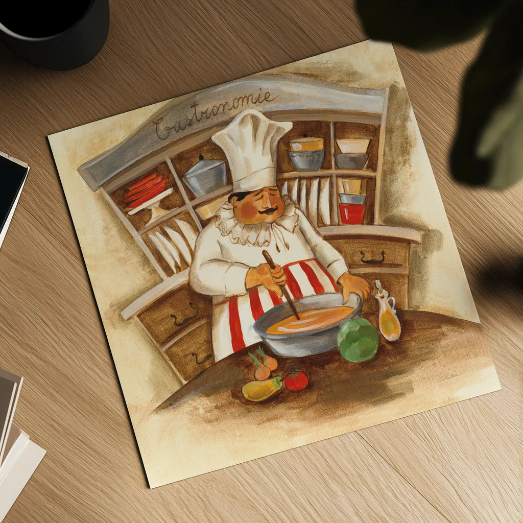 Gastronomie by Silvia Vassileva. Shown as a detailed flat fine art print, highlighting archival giclee quality. Available as an archival giclee rolled canvas, fine art paper, or poster print. SKU 19174a.
