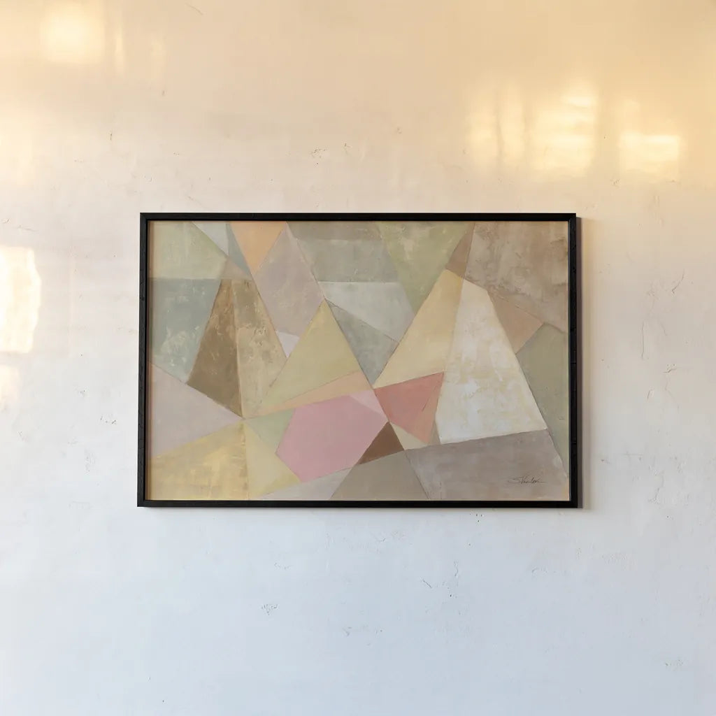 Geometric Abstract by Silvia Vassileva. shown as a paper print in a black flame. Available as a archival giclee rolled canvas, fine art paper, or poster print. SKU 22922i.