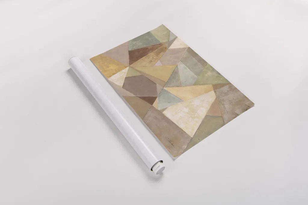 Geometric Abstract Neutral by Silvia Vassileva. shown as a rolled paper print. Available as archival giclee rolled canvas, fine art paper, or poster print. SKU 22923i.