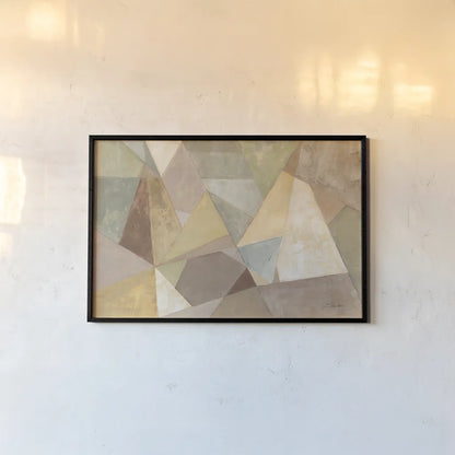 Geometric Abstract Neutral by Silvia Vassileva. shown as a paper print in a black flame. Available as a archival giclee rolled canvas, fine art paper, or poster print. SKU 22923i.