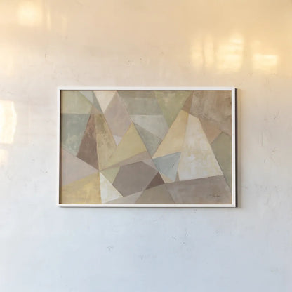 Geometric Abstract Neutral by Silvia Vassileva. shown as a paper print in a white frame. Available as a archival giclee rolled canvas, fine art paper, or poster print. SKU 22923i.