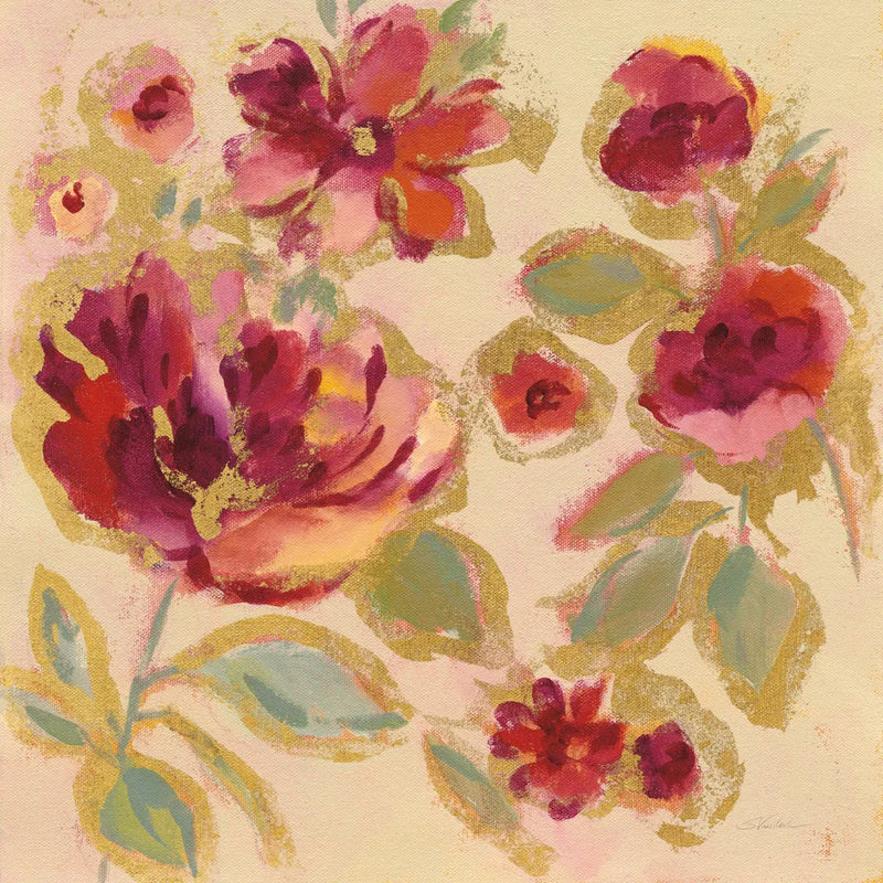 Gilded Loose Floral I by Silvia Vassileva. SKU 66088a. Archival Giclee Fine art print for wall decor.