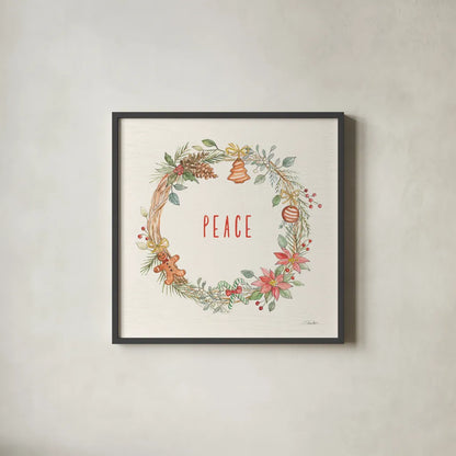 Gingerbread Christmas II by Silvia Vassileva. Shown in a sleek black glass frame for a contemporary gallery look. Available as an archival giclee rolled canvas, fine art paper, or poster print. SKU 68599a.