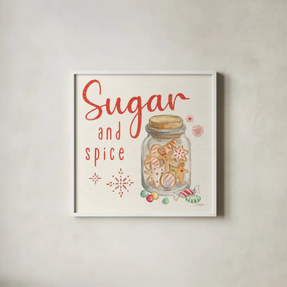 Gingerbread Christmas V by Silvia Vassileva. Shown in a crisp white glass frame for a clean and minimalist style. Available as an archival giclee rolled canvas, fine art paper, or poster print. SKU 68602a.